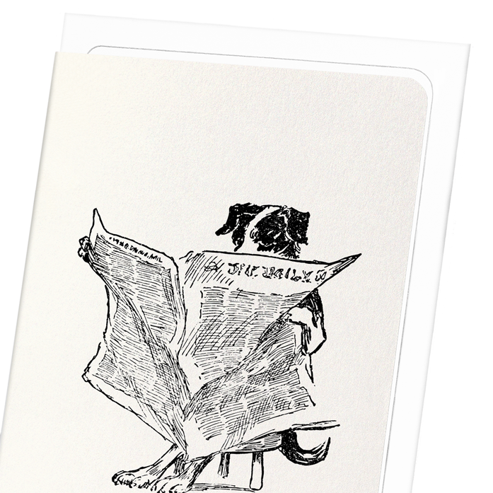 MOTHER HUBBARD’S DOG READING (1918): Victorian Greeting Card