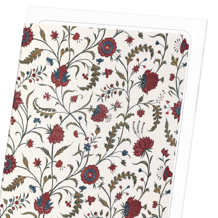 RED FLORAL EMBROIDERY (18TH C.): Pattern Greeting Card