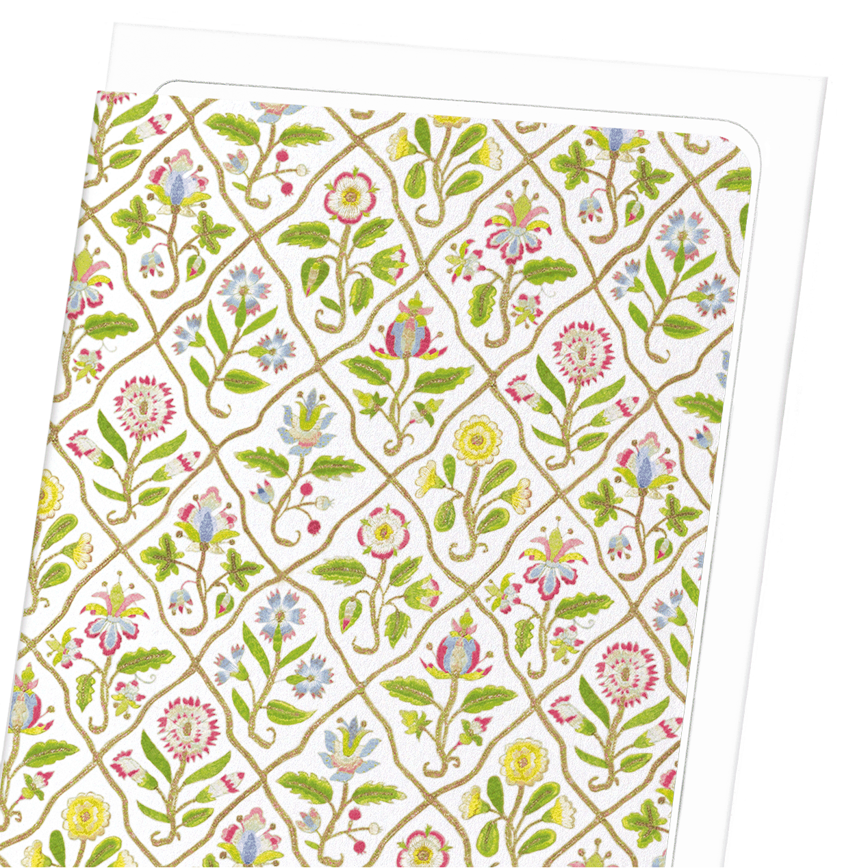 FLORAL EMBROIDERY ON WHITE (17TH C.): Pattern Greeting Card