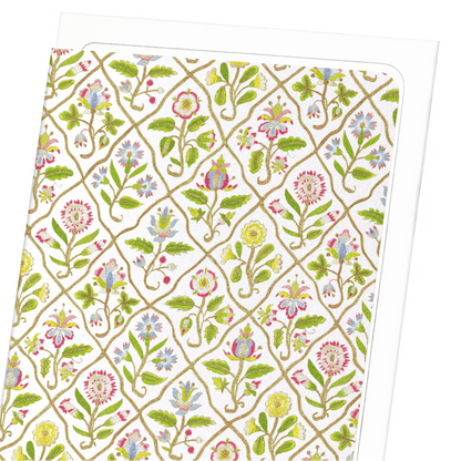 FLORAL EMBROIDERY ON WHITE (17TH C.): Pattern Greeting Card