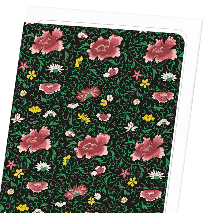 PEONIES AND CHRYSANTHEMUMS : Pattern Greeting Card