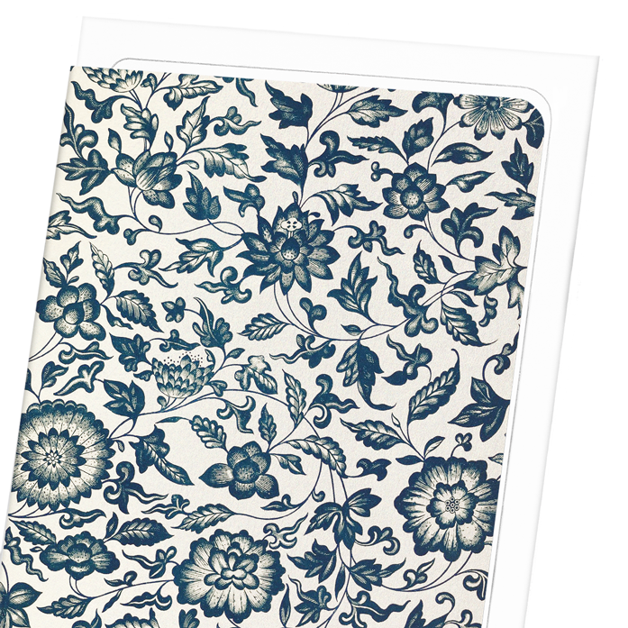 FLORAL BLUE AND WHITE MOTIF : Pattern Greeting Card