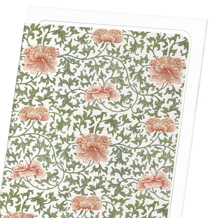 PATTERN OF PINK PEONIES : Pattern Greeting Card