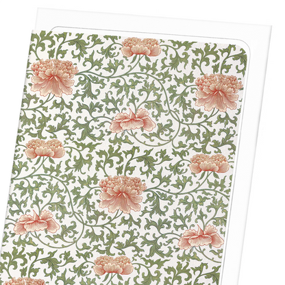 PATTERN OF PINK PEONIES : Pattern Greeting Card