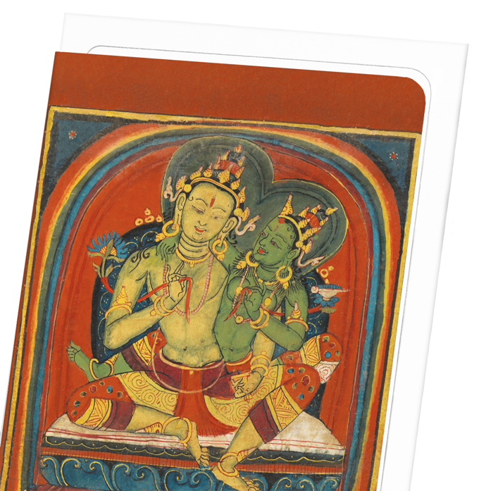 MANJUSHRI ON TSAKLI CARD (EARLY 15TH C.): Painting Greeting Card