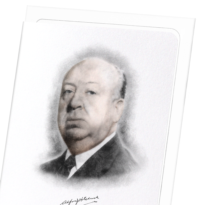 ALFRED HITCHCOCK (1899-1980): Charcoal Greeting Card