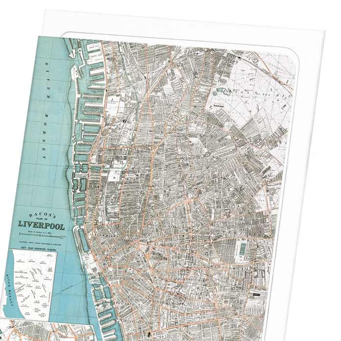 MAP OF LIVERPOOL (C.1885): Map antique Greeting Card