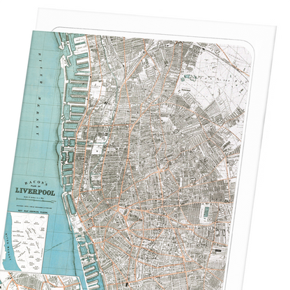 MAP OF LIVERPOOL (C.1885): Map antique Greeting Card