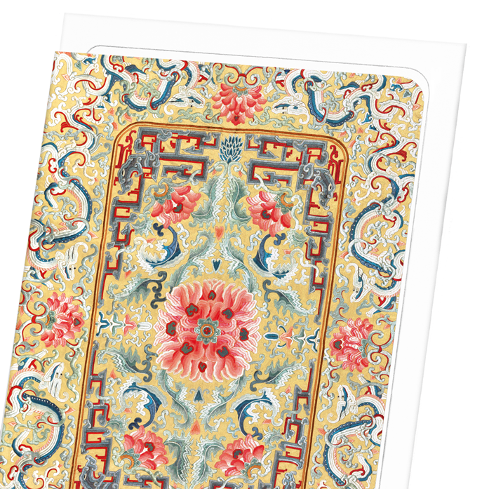 EMBROIDERY OF FLOWER AND DRAGONS (19TH C): Pattern Greeting Card