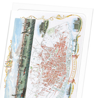 MAP OF LIVERPOOL (1851): Map antique Greeting Card