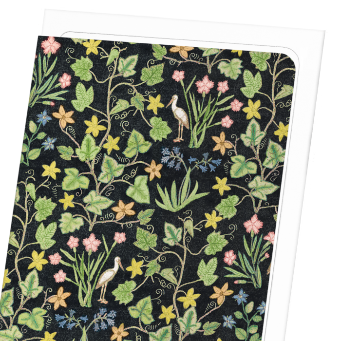 IVY AND FLOWERS ON BLACK (16TH C.): Pattern Greeting Card