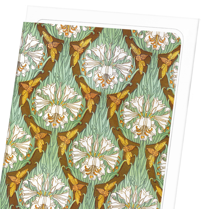 CICADAS AND LILIES BY MAURICE VERNEUIL (1897): Pattern Greeting Card