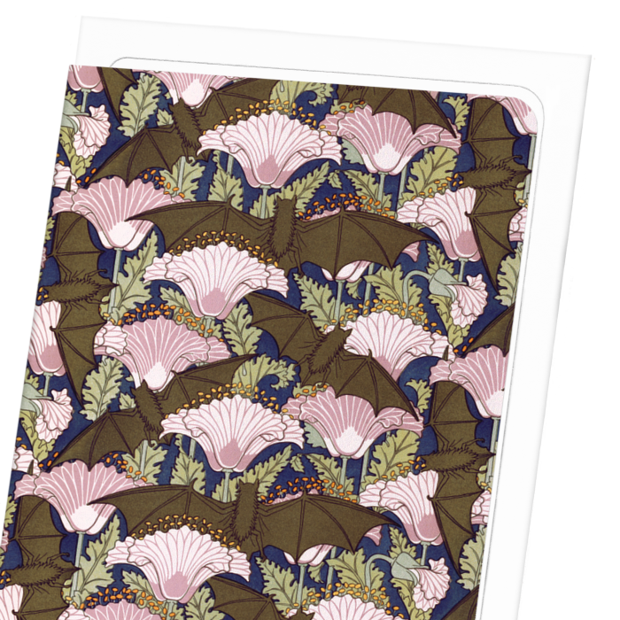 BATS AND POPPIES (1897): Pattern Greeting Card
