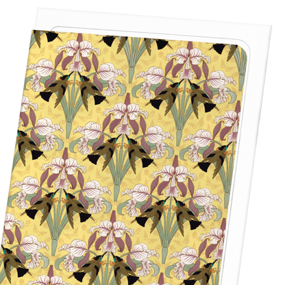 HUMMINGBIRDS AND ORCHIDS (1897): Pattern Greeting Card