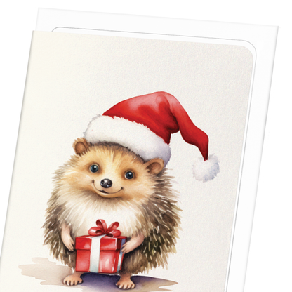 CHRISTMAS HEDGEHOG: Watercolour Greeting Card