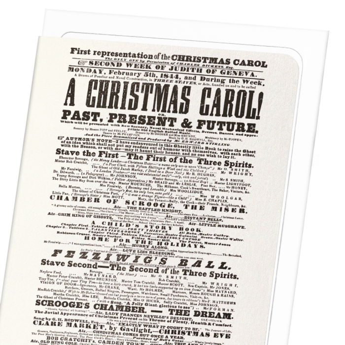 PLAYBILL OF A CHRISTMAS CAROL (1844): Poster Greeting Card