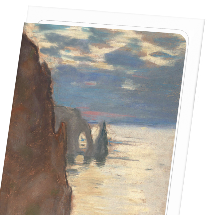 CLIFFS AT ETRETAT: THE NEEDLE ROCK AND PORTE D'AVAL (C.1885): Painting Greeting Card