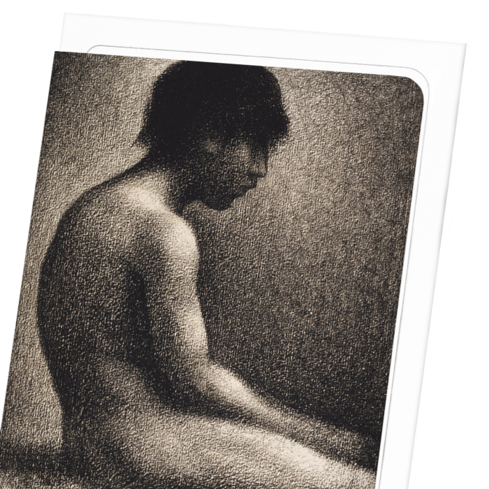 SEATED YOUTH, STUDY FOR 'BATHERS AT ASNIÈRES' (1883): Painting Greeting Card