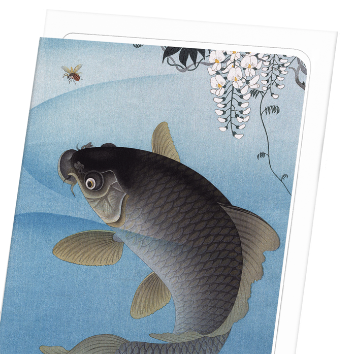 CARP AND WISTERIA: Japanese Greeting Card