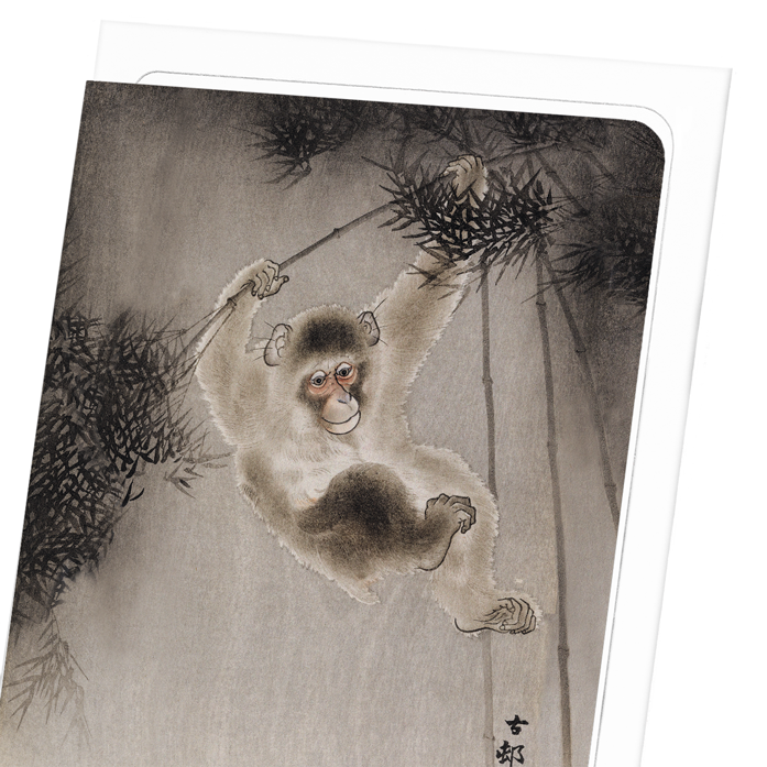 MONKEY AND BAMBOO: Japanese Greeting Card