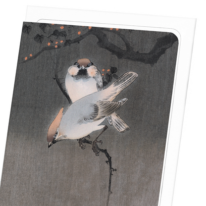WAXWING BIRDS: Japanese Greeting Card