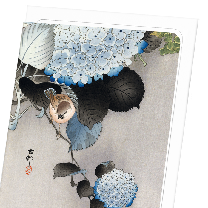 SPARROW AND HORTENSIA: Japanese Greeting Card