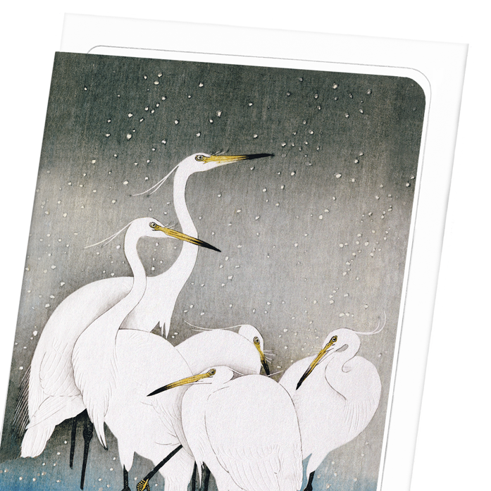 HERONS IN THE WINTER: Japanese Greeting Card