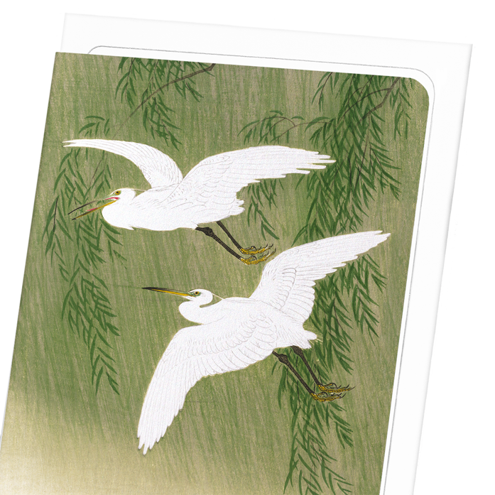 EGRETS AND WILLOW: Japanese Greeting Card