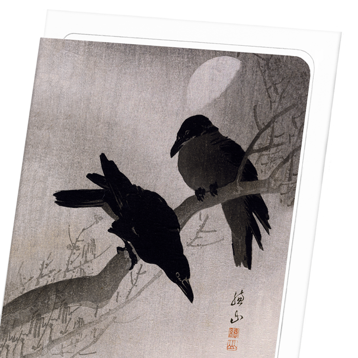 CROWS AT NIGHT: Japanese Greeting Card