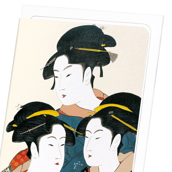 THREE BEAUTIES OF THE PRESENT DAY: Japanese Greeting Card