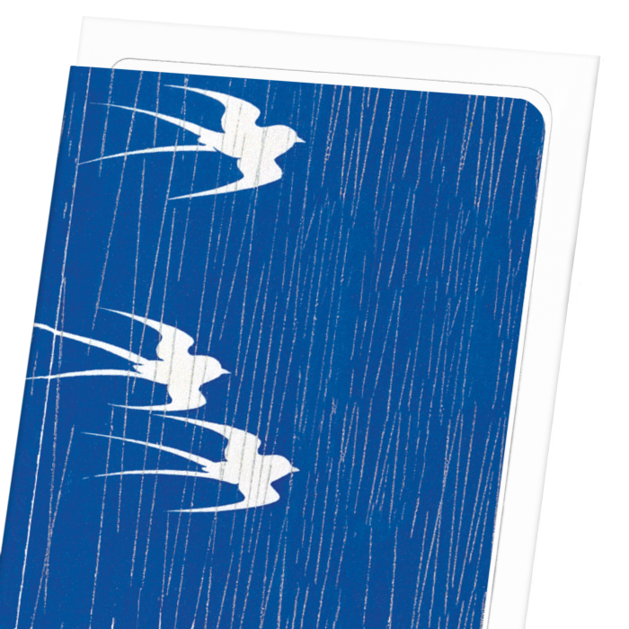 SWALLOWS IN THE RAIN (1935): Japanese Greeting Card