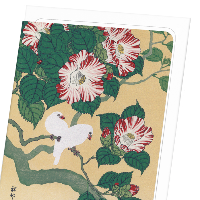RICE BIRDS AND CAMELLIA: Japanese Greeting Card