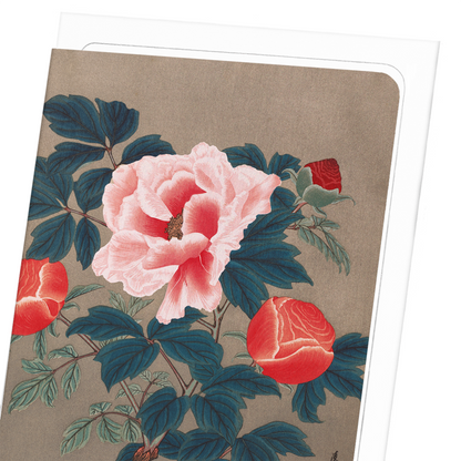 PEONIES (1900S): Japanese Greeting Card