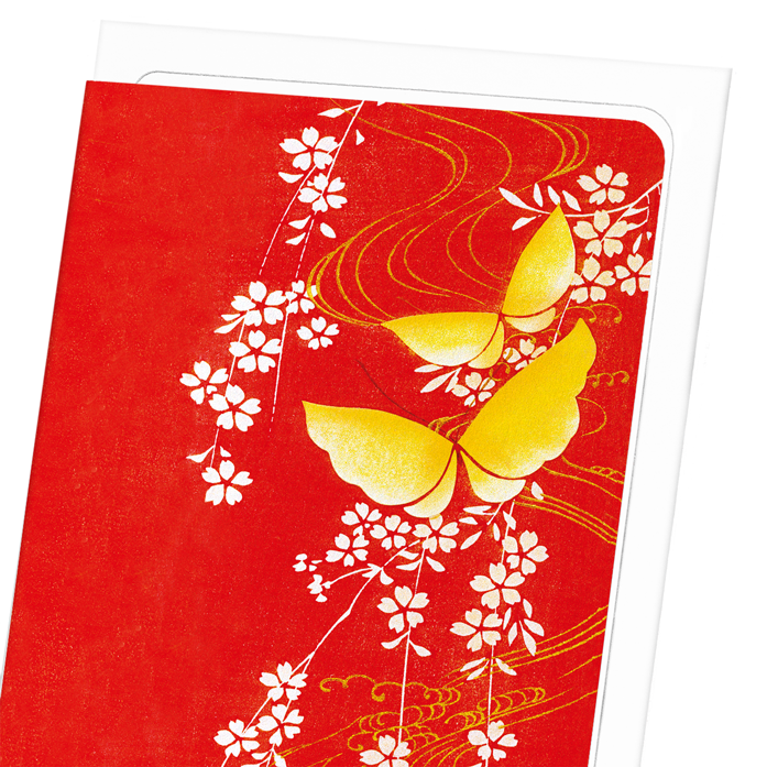 BUTTERFLIES AND CHERRY BLOSSOMS: Japanese Greeting Card