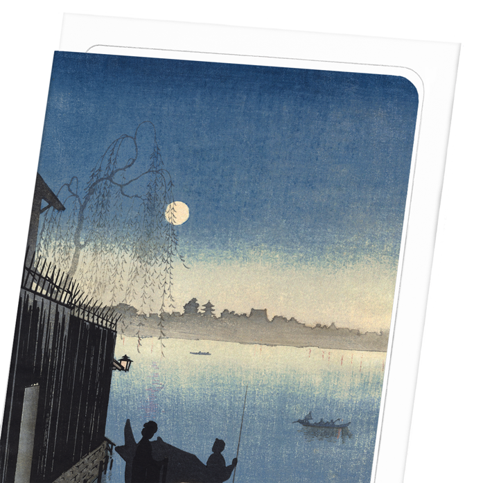 EVENING BY RIVER: Japanese Greeting Card