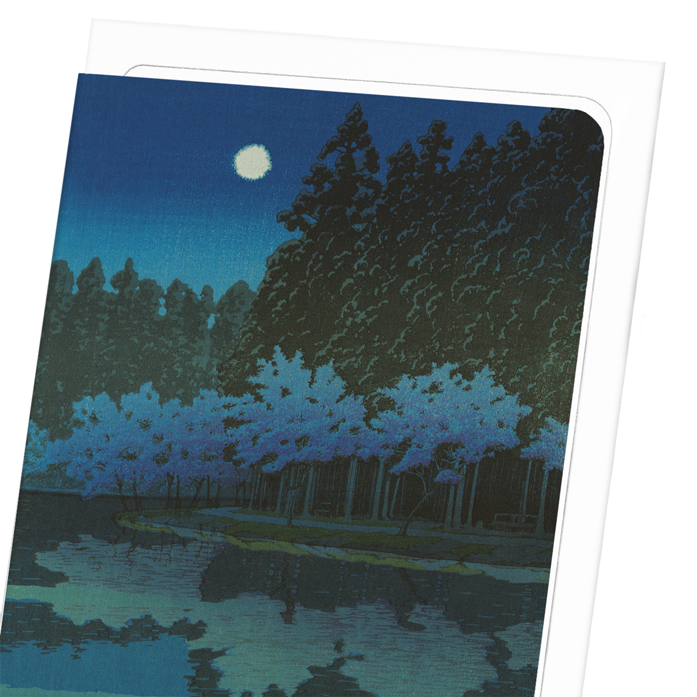 SPRING CHERRY BLOSSOMS AT NIGHT: Japanese Greeting Card