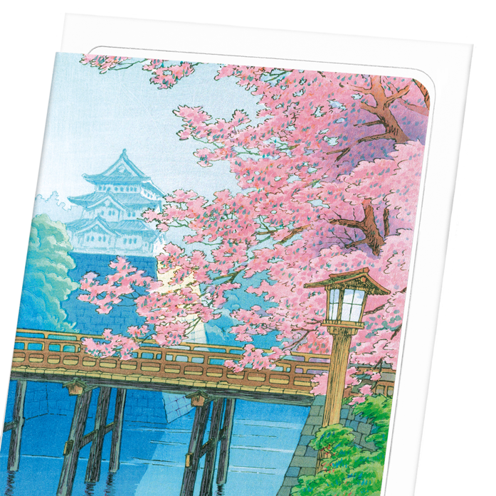 CASTLE AND CHERRY BLOSSOMS: Japanese Greeting Card