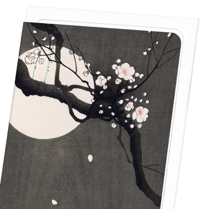 PLUM BLOSSOM AND FULL MOON: Japanese Greeting Card
