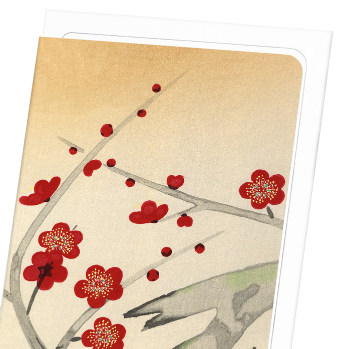RED PLUM BLOSSOM TREE: Japanese Greeting Card