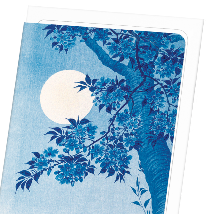 CHERRY BLOSSOMS IN THE MOON (C.1910): Japanese Greeting Card