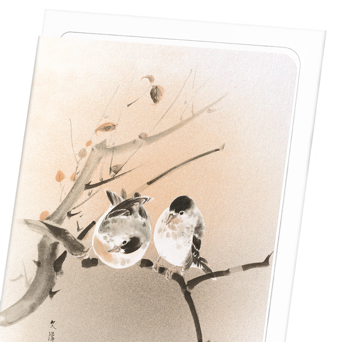 COUPLE OF BIRDS (C.1890): Japanese Greeting Card