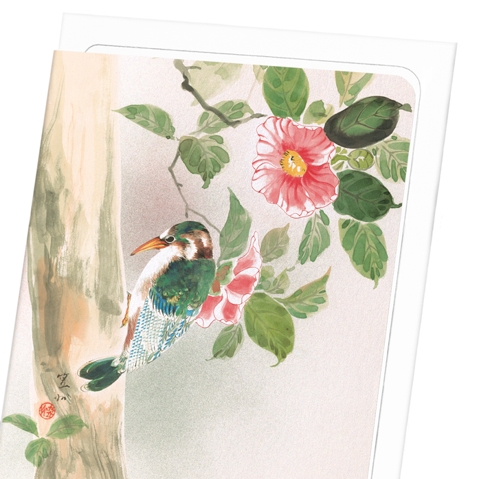 WOODPECKER (C.1890): Japanese Greeting Card