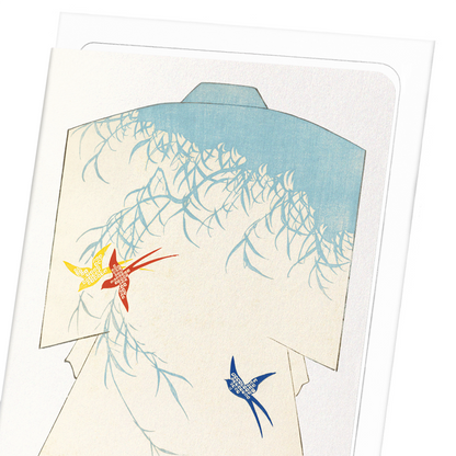 KIMONO OF SWALLOWS AND WILLOWS (1899): Japanese Greeting Card