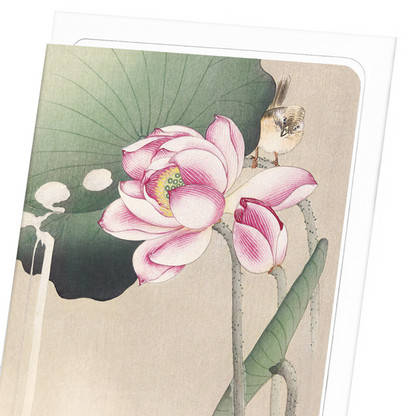 SONGBIRD AND LOTUS: Japanese Greeting Card