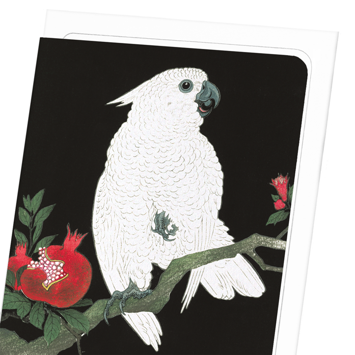 COCKATOO AND POMEGRANATE: Japanese Greeting Card
