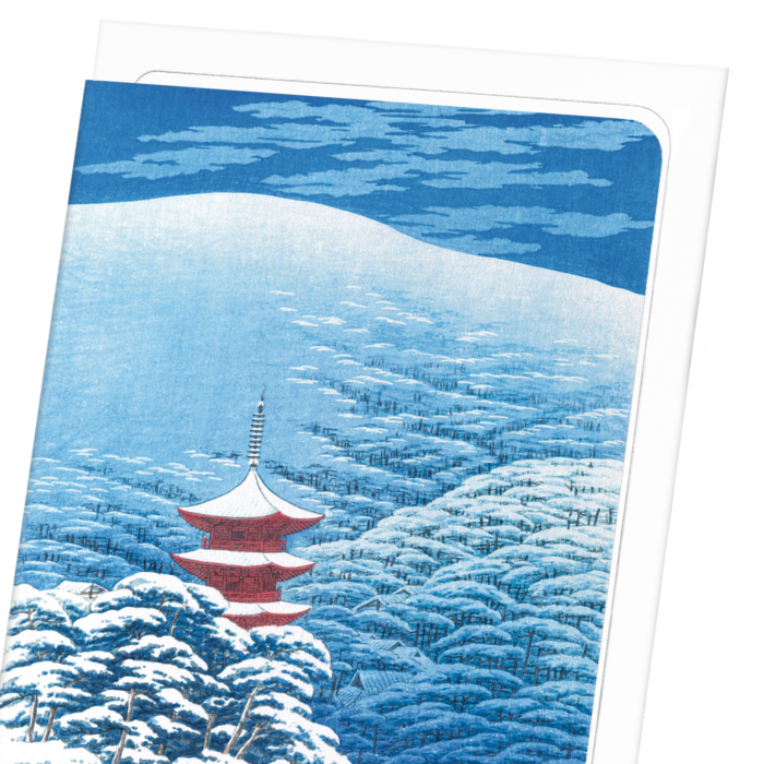 AFTER A SNOWFALL YASAKA SHRINE (1929): Japanese Greeting Card