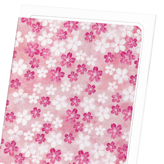 CHERRY BLOSSOM ON PINK: Japanese Greeting Card