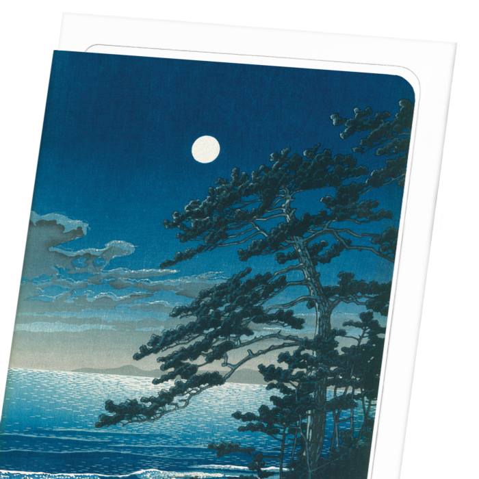 MOON AT NINOMIYA BEACH (1932): Japanese Greeting Card