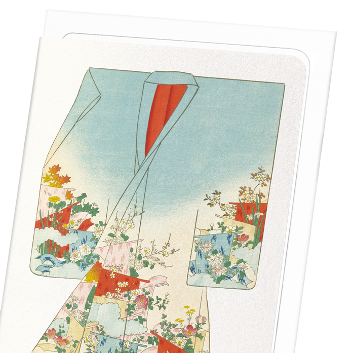 KIMONO OF FLOWERS AND PARTITIONS (1899): Japanese Greeting Card