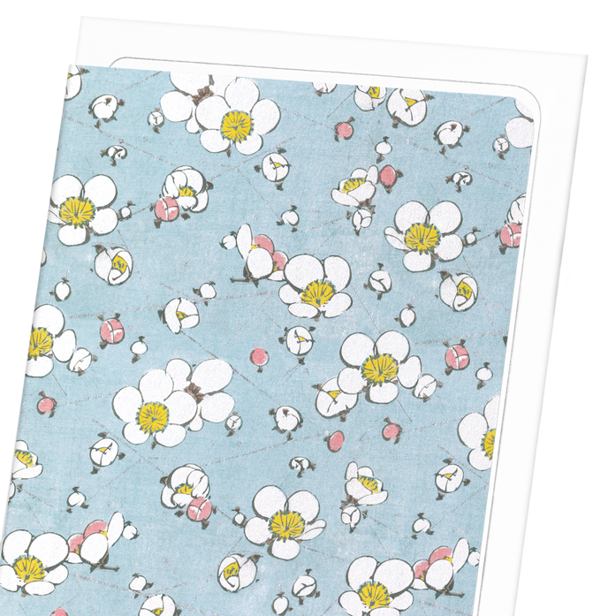 PLUM BLOSSOMS ON BLUE: Japanese Greeting Card